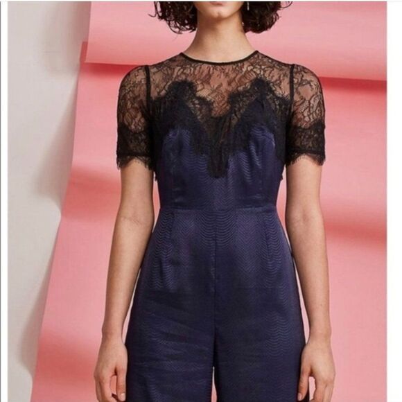 Nwt Foxiedox | Nixie Lace Wide Leg Illusion Neck Jumpsuit - Picture 4 of 15